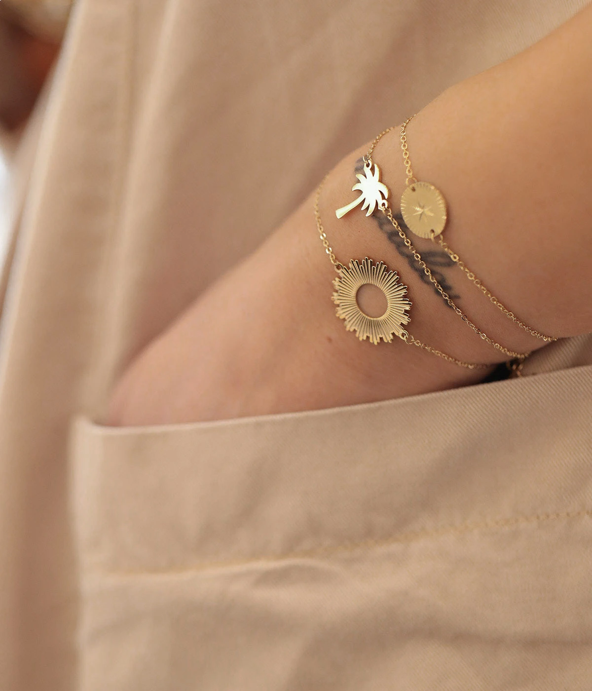 Bracelet Soleil (Acier DorĂ©) â Image 2