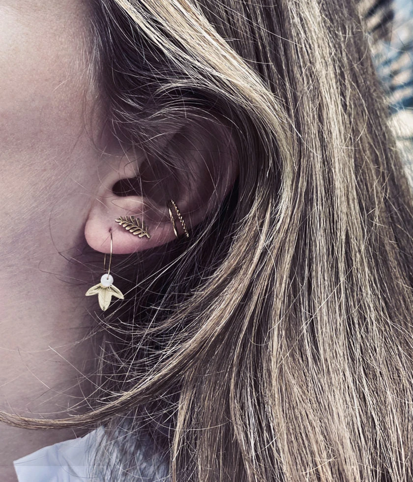 Boucles D'oreilles Betty Leaves (Acier DorĂ©) â Image 2