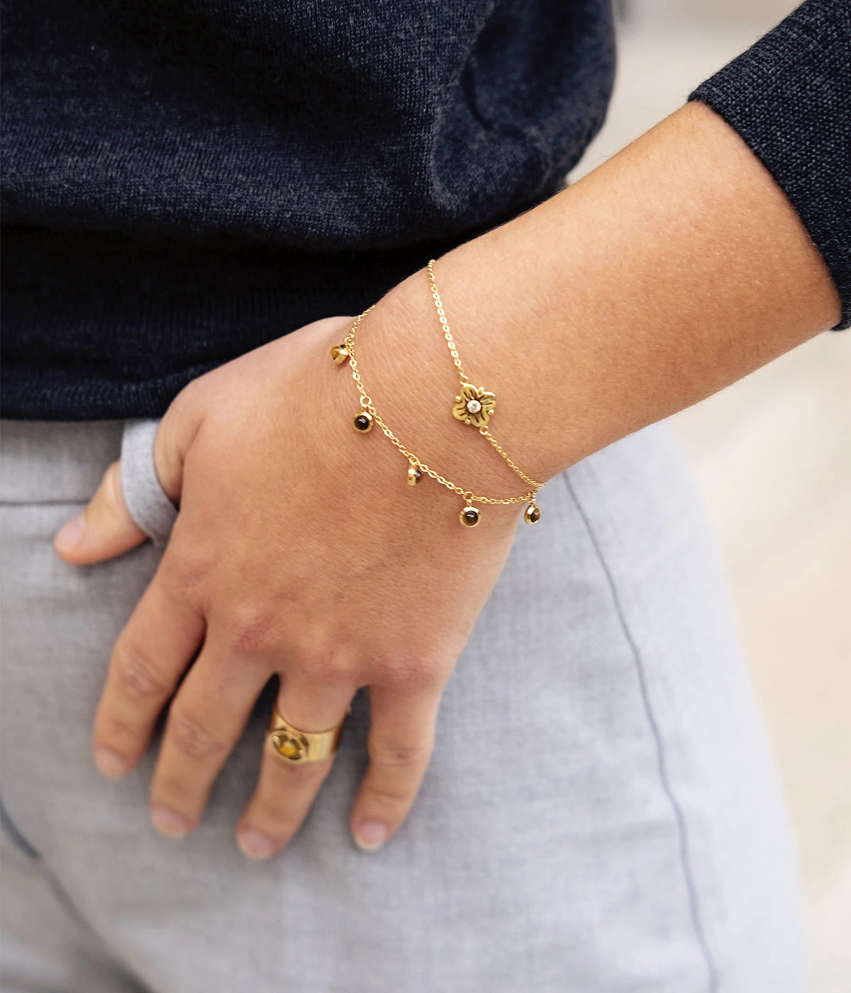 Bracelet Pâquerette (Acier Doré) – Image 3