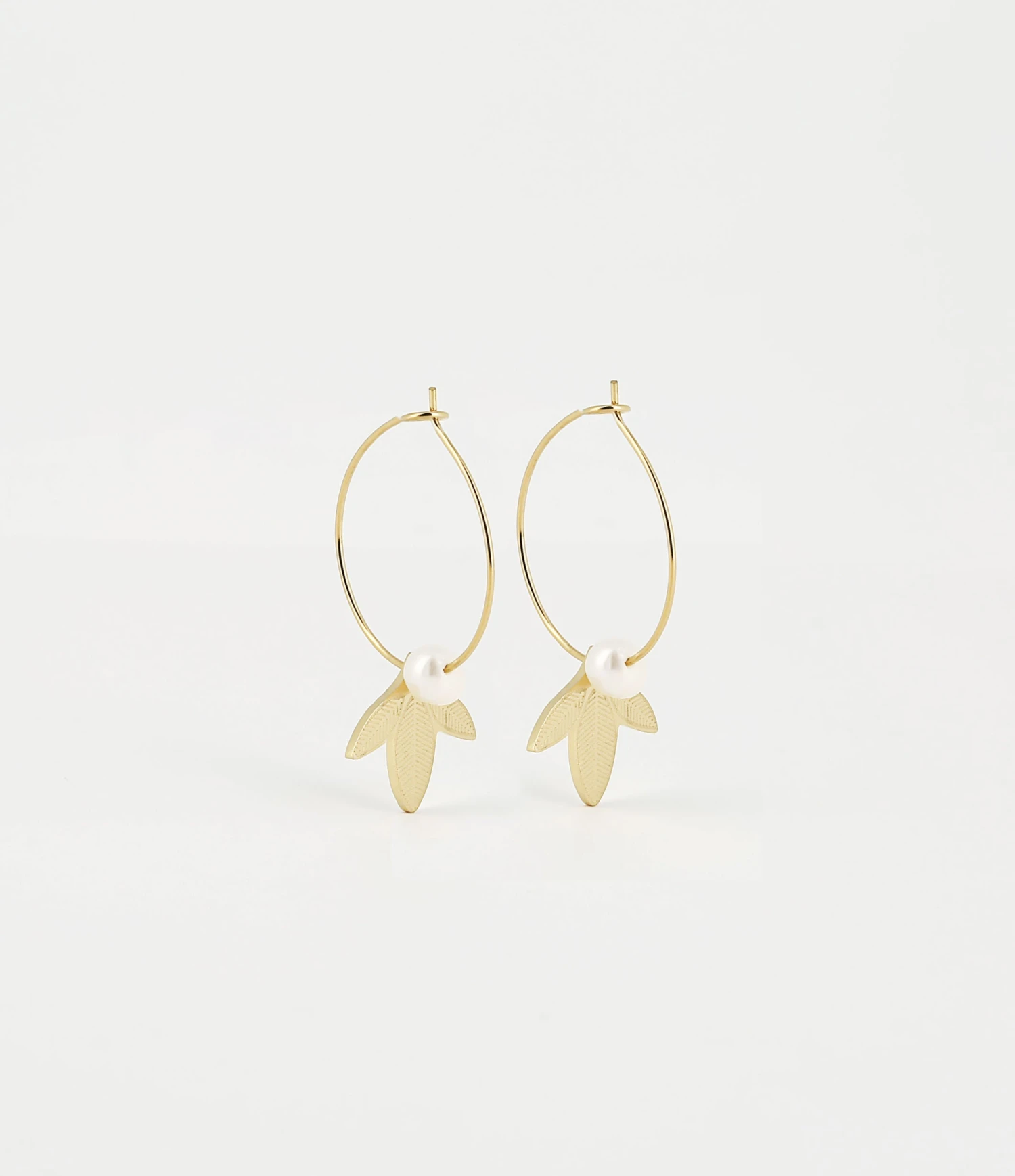 Boucles D'oreilles Betty Leaves (Acier Doré)