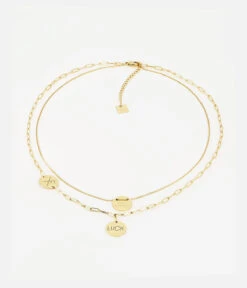 Collier Multi Charm Luck (Acier Doré)