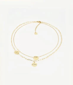 Collier Multi Charm Love (Acier Doré)