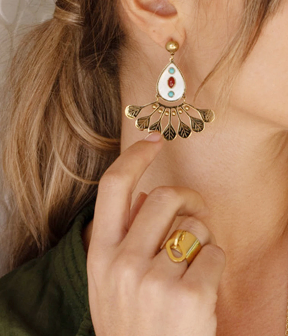 Boucles D'oreilles Maya (Acier DorĂ©) â Image 3